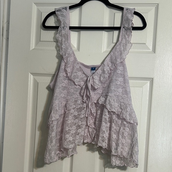 Elegant Lace Ruffle Camisole - Lilac - Picture 1 of 4
